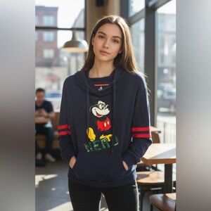 Disney Parks Womens Medium Mickey Mouse Nerd Hoodie Medium Some Stains & Weat